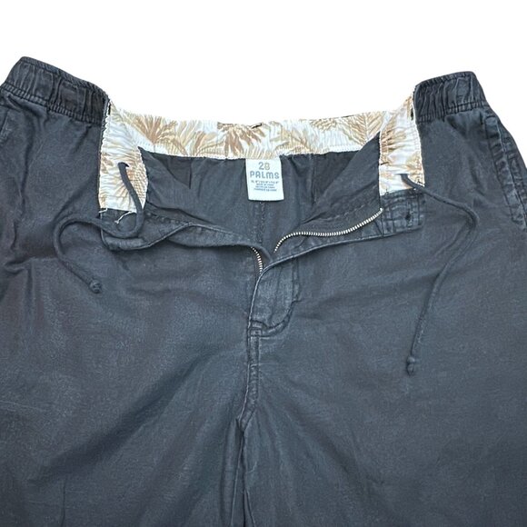 28 Palms Shorts Women XL 9" Black 100% Linen Elastic Waist Zip Button - Picture 3 of 12